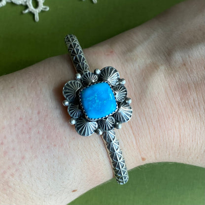 Square Blue Bird Turquoise Cuff Bracelet