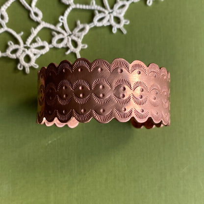 Wide Copper Stamped Cuff Small/Medium