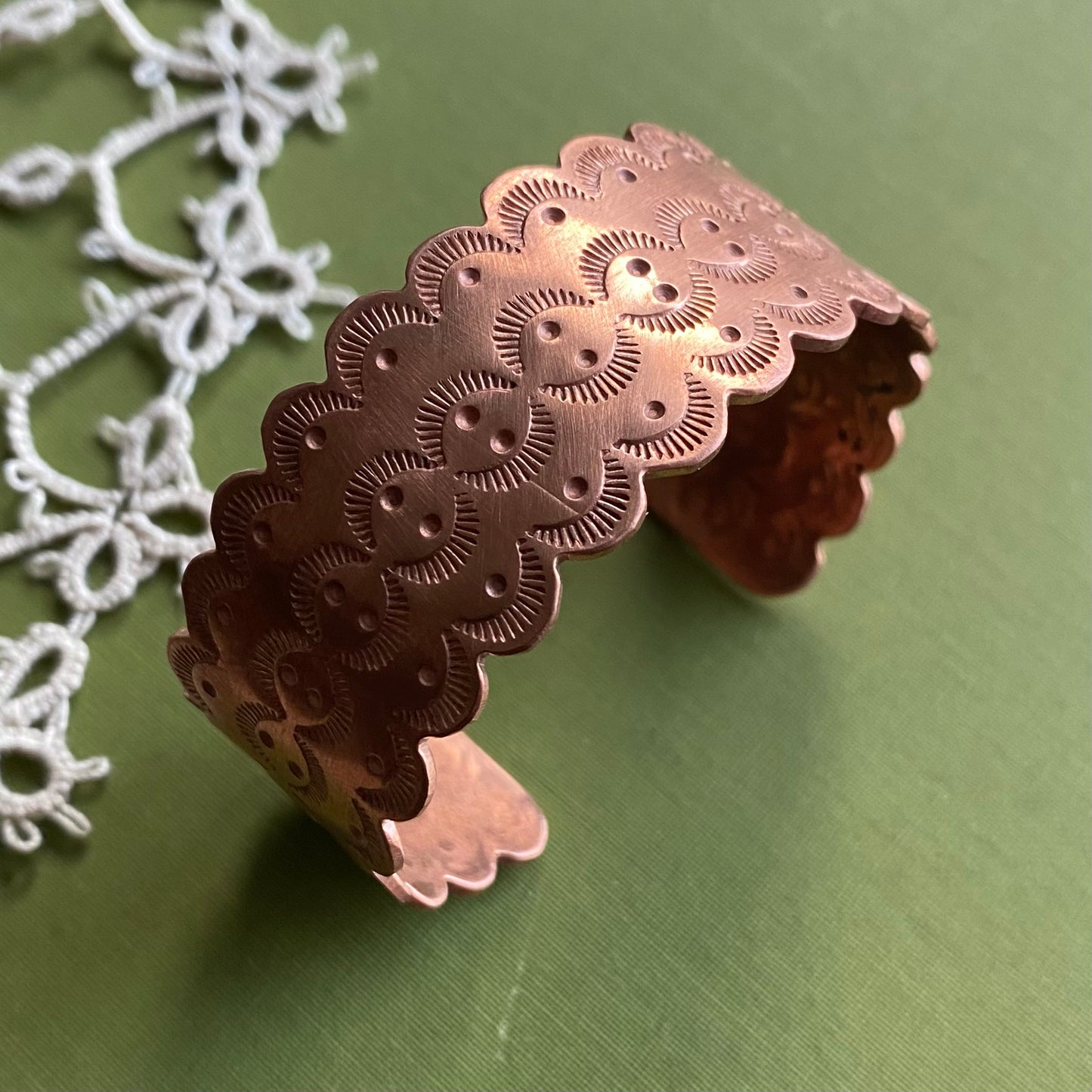 Wide Copper Stamped Cuff Small/Medium