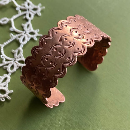 Wide Copper Stamped Cuff Small/Medium