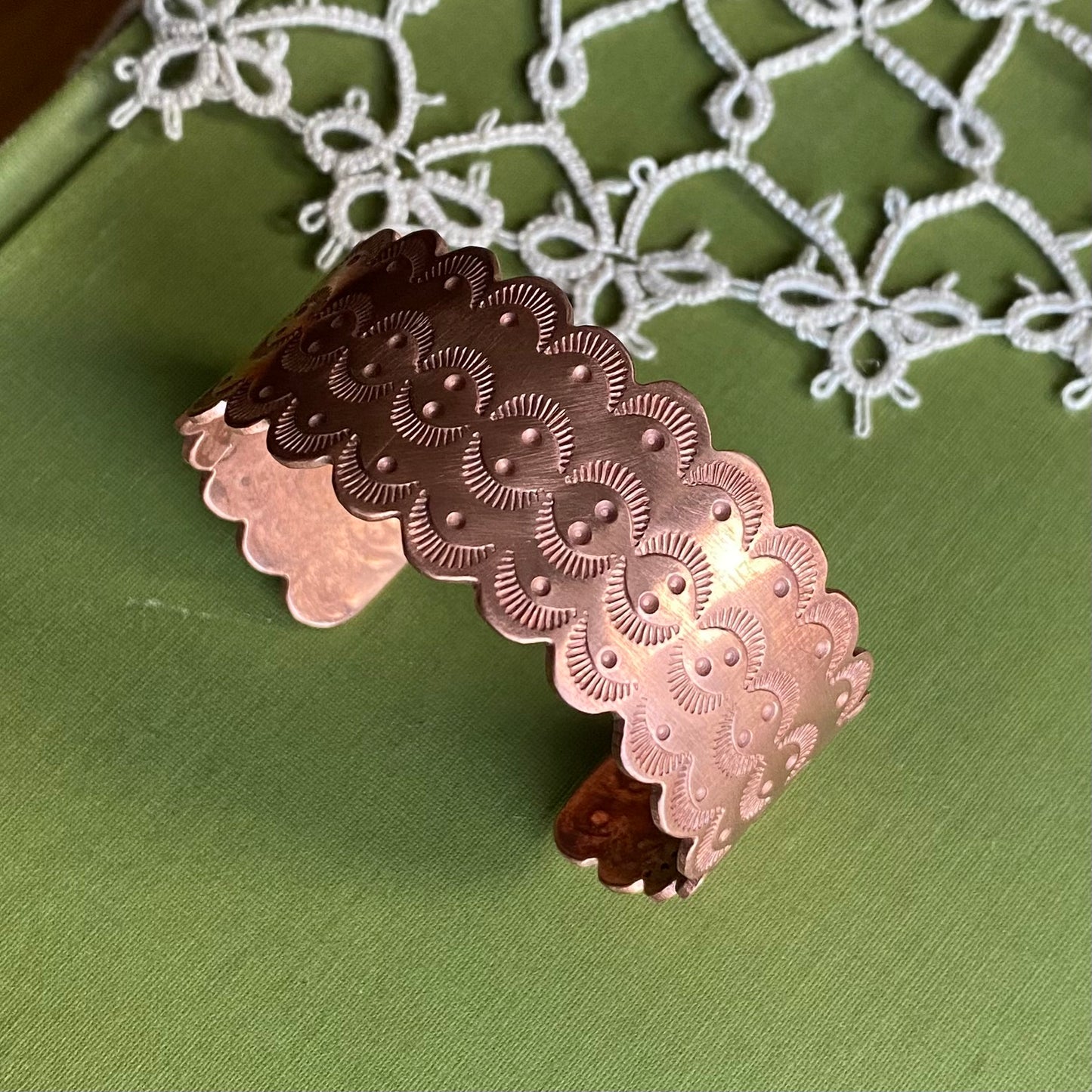 Wide Copper Stamped Cuff Small/Medium