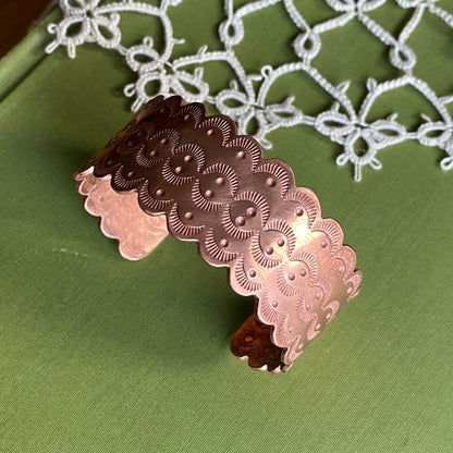 Wide Copper Stamped Cuff Small/Medium