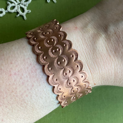 Wide Copper Stamped Cuff Small/Medium