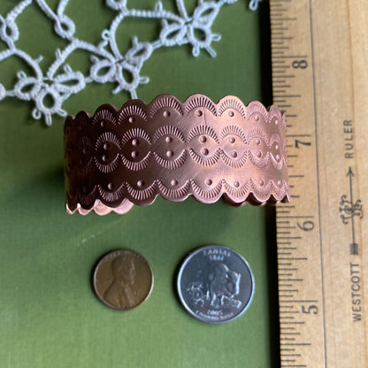 Wide Copper Stamped Cuff Small/Medium