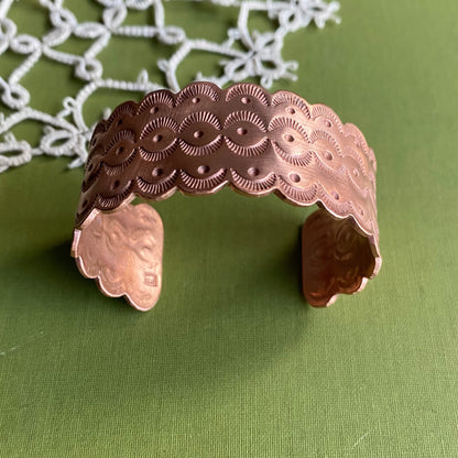 Wide Copper Stamped Cuff Xsmall/Small