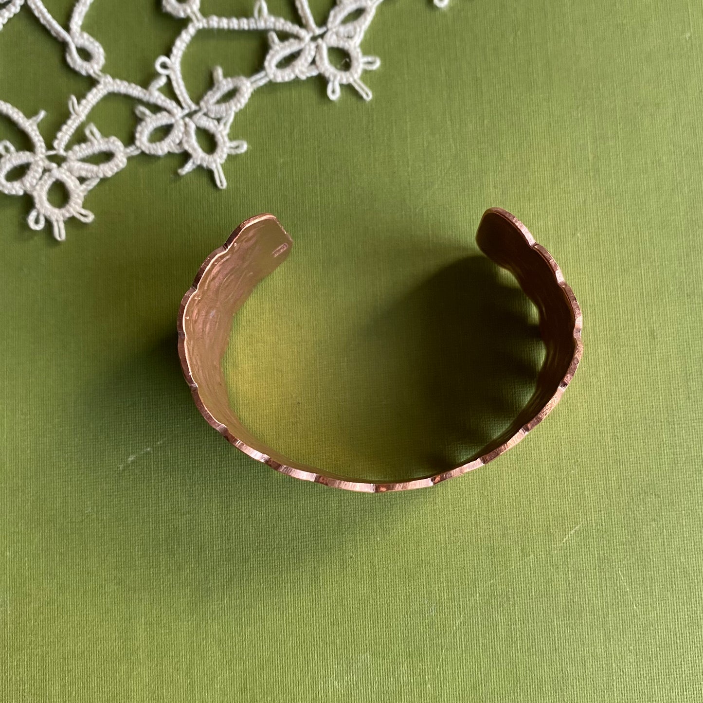 Wide Copper Stamped Cuff Xsmall/Small