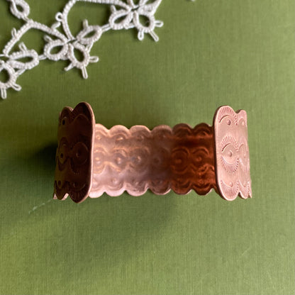 Wide Copper Stamped Cuff Xsmall/Small