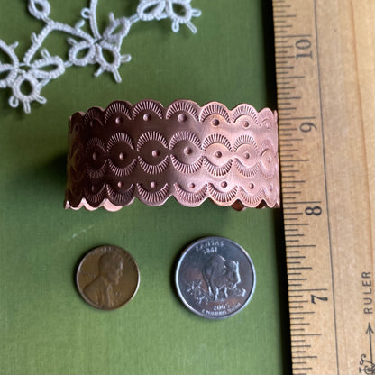 Wide Copper Stamped Cuff Xsmall/Small