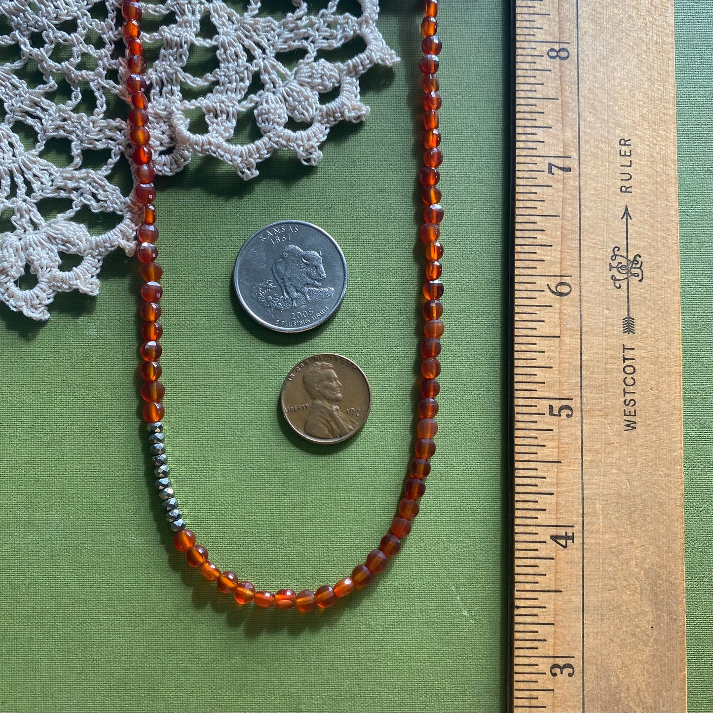 Carnelian & Pyrite Beaded Necklace