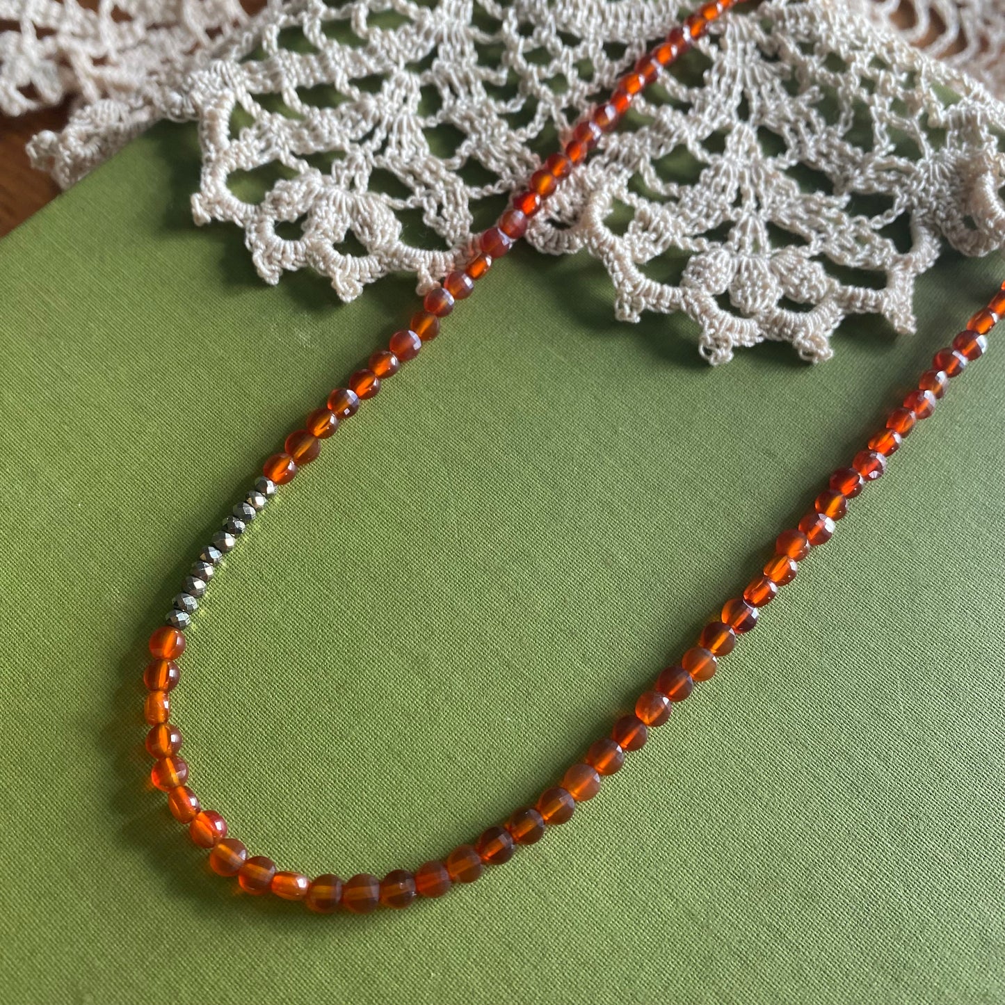 Carnelian & Pyrite Beaded Necklace