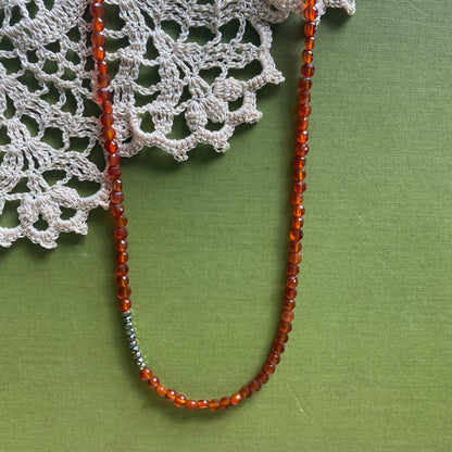 Carnelian & Pyrite Beaded Necklace