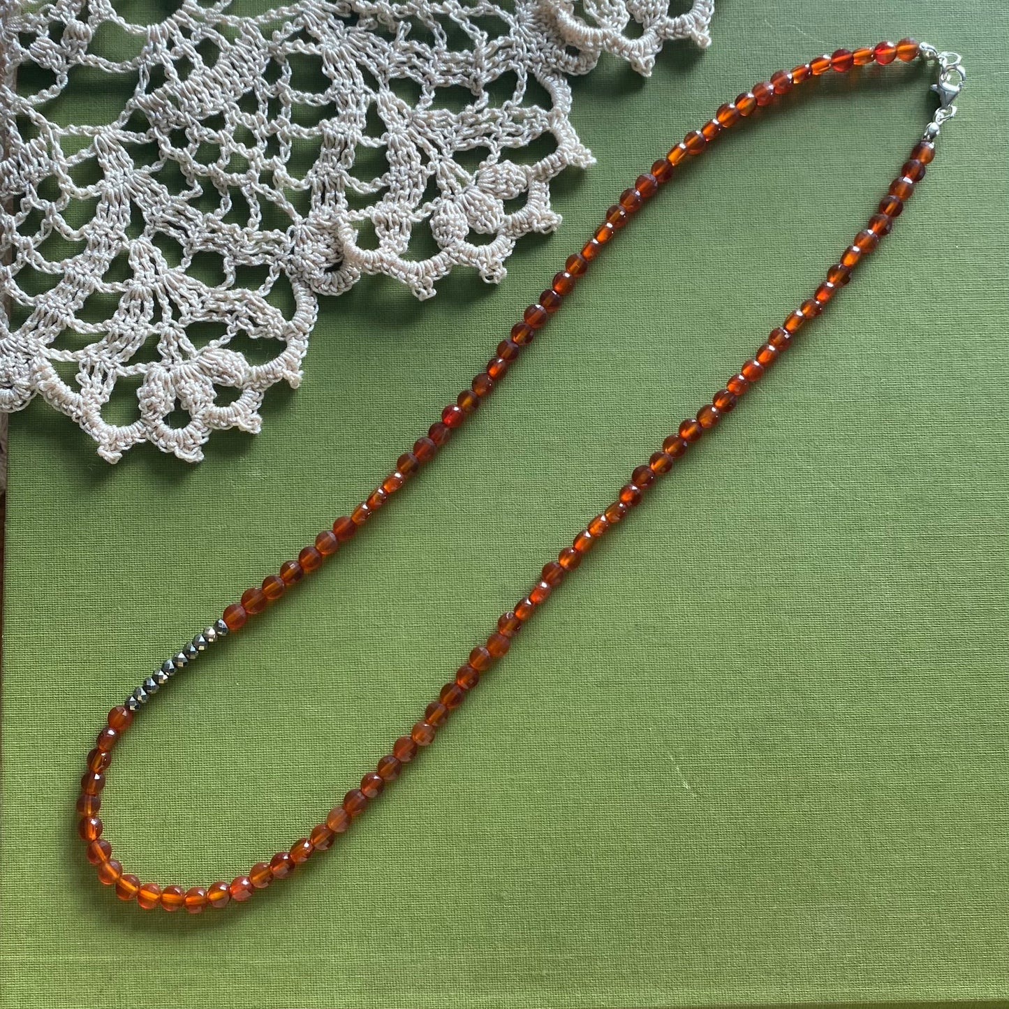 Carnelian & Pyrite Beaded Necklace
