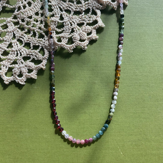 Tourmaline & Garnet Beaded Necklace