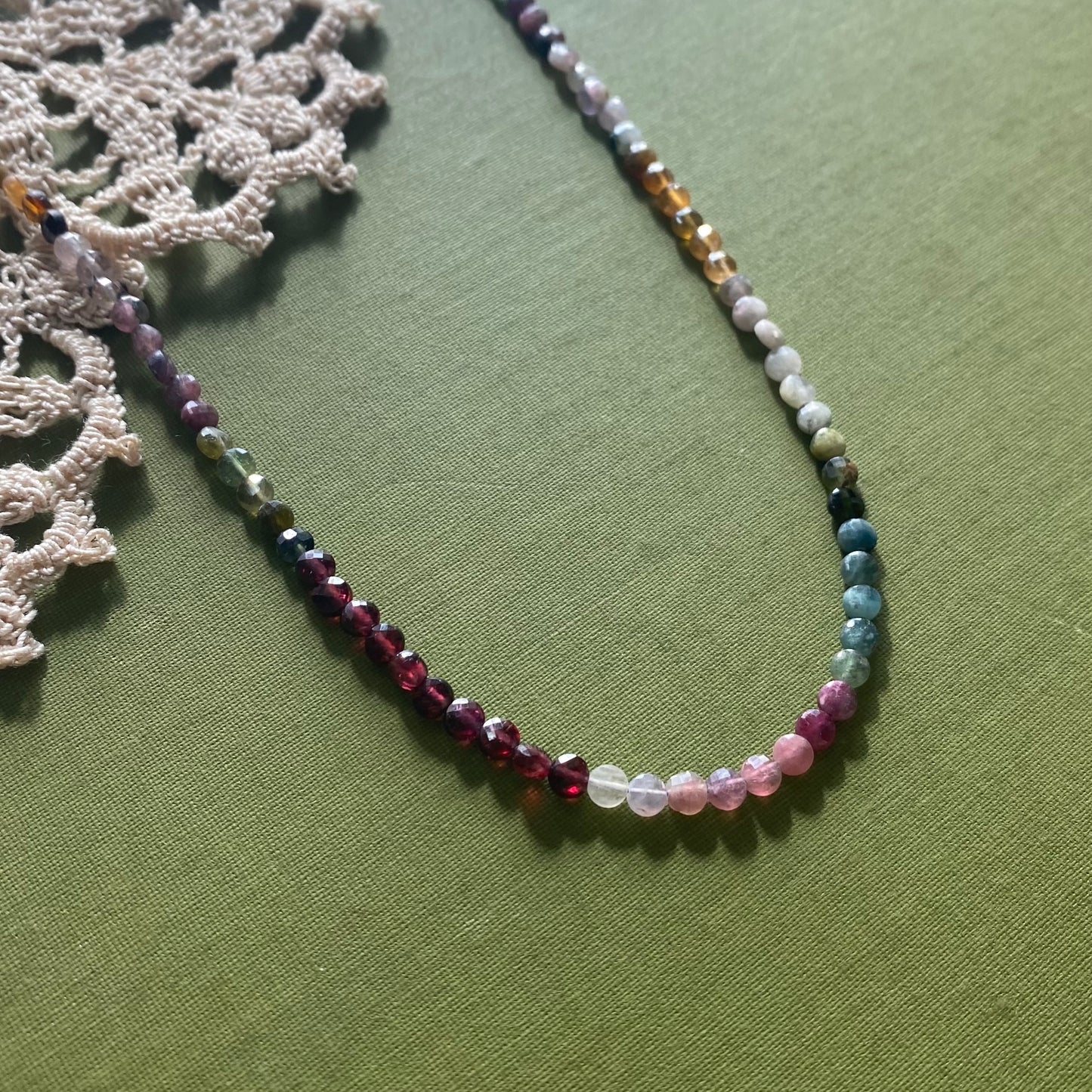 Tourmaline & Garnet Beaded Necklace