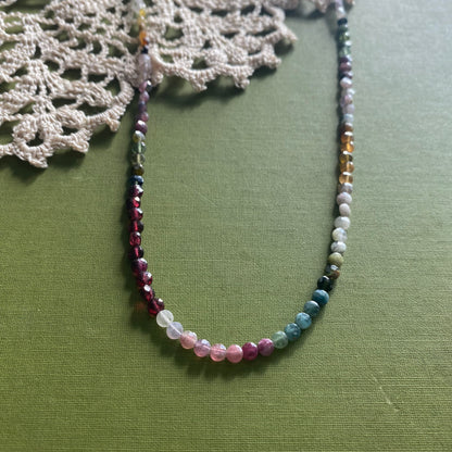 Tourmaline & Garnet Beaded Necklace