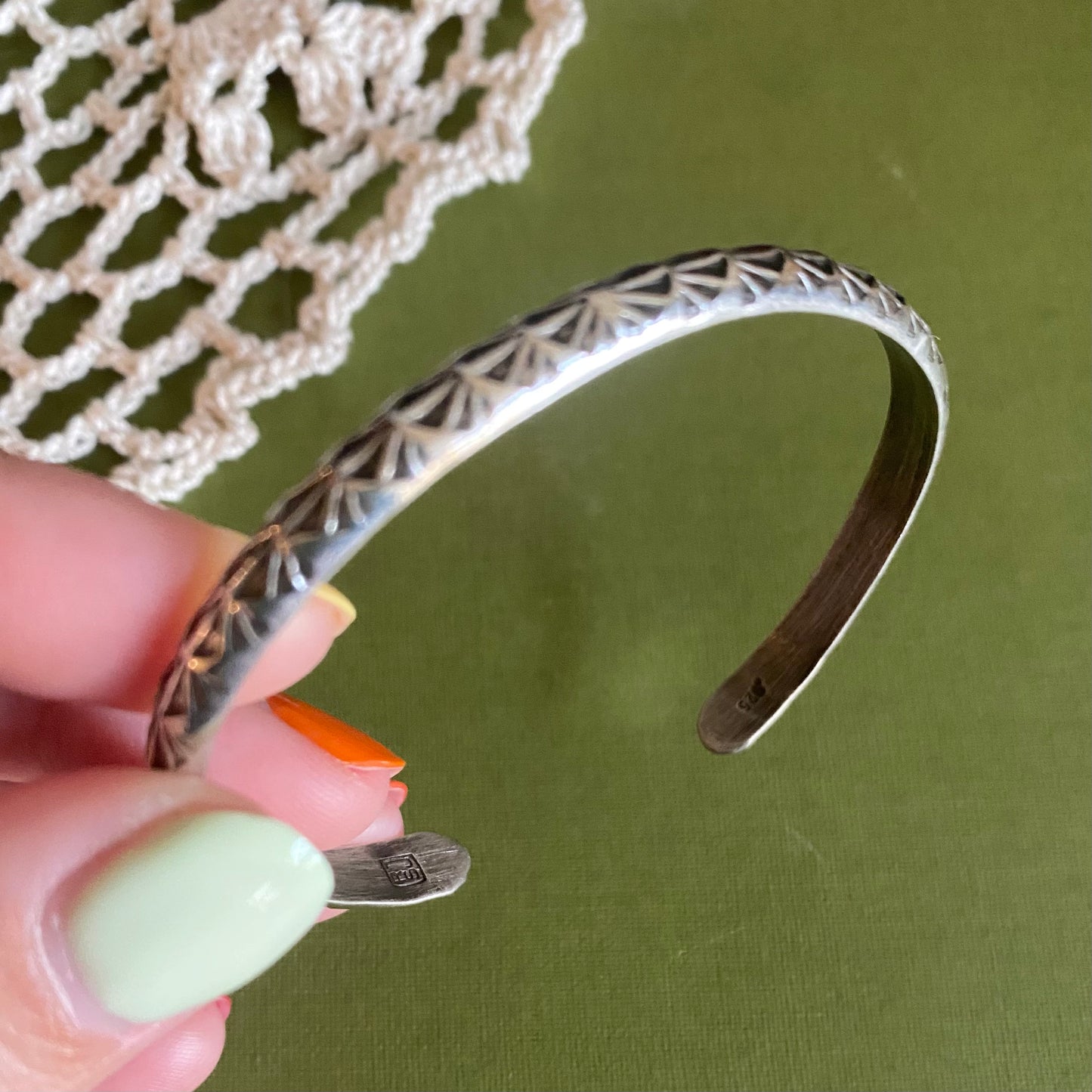 XSmall/Small Indra Hand Stamped Cuff Bracelet