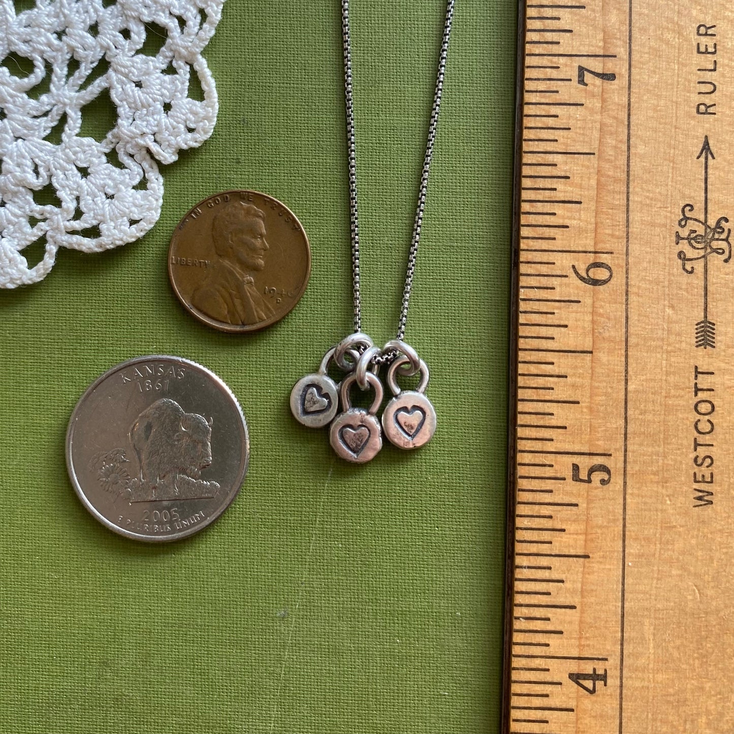 Teeny Tiny 3 Heart Necklace
