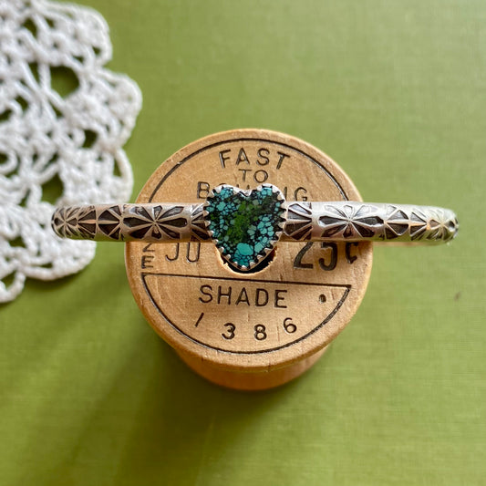 Hubei Cloud Mountain Turquoise Heart Cuff Bracelet