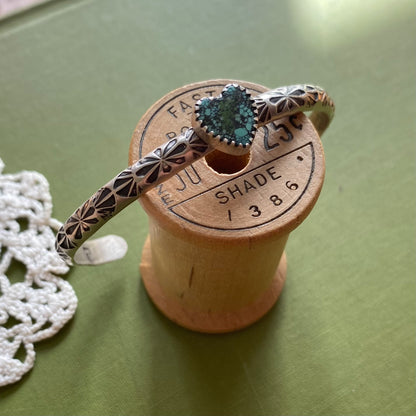 Hubei Cloud Mountain Turquoise Heart Cuff Bracelet