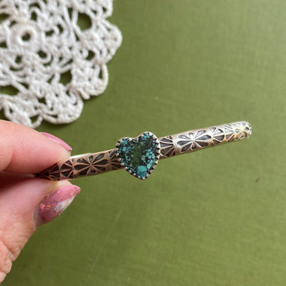 Hubei Cloud Mountain Turquoise Heart Cuff Bracelet