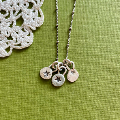 3 Star Hand Stamped Charm Necklace #5