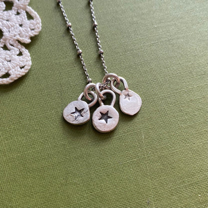 3 Star Hand Stamped Charm Necklace #5