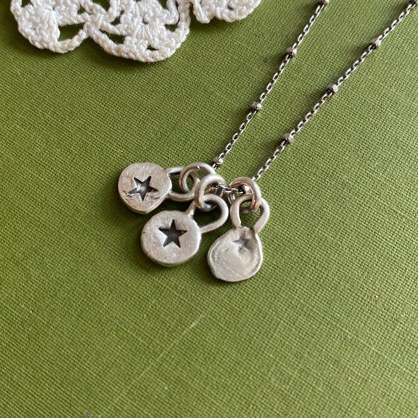 3 Star Hand Stamped Charm Necklace #5