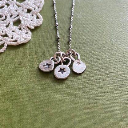 3 Star Hand Stamped Charm Necklace #5