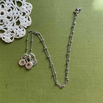 3 Star Hand Stamped Charm Necklace #5