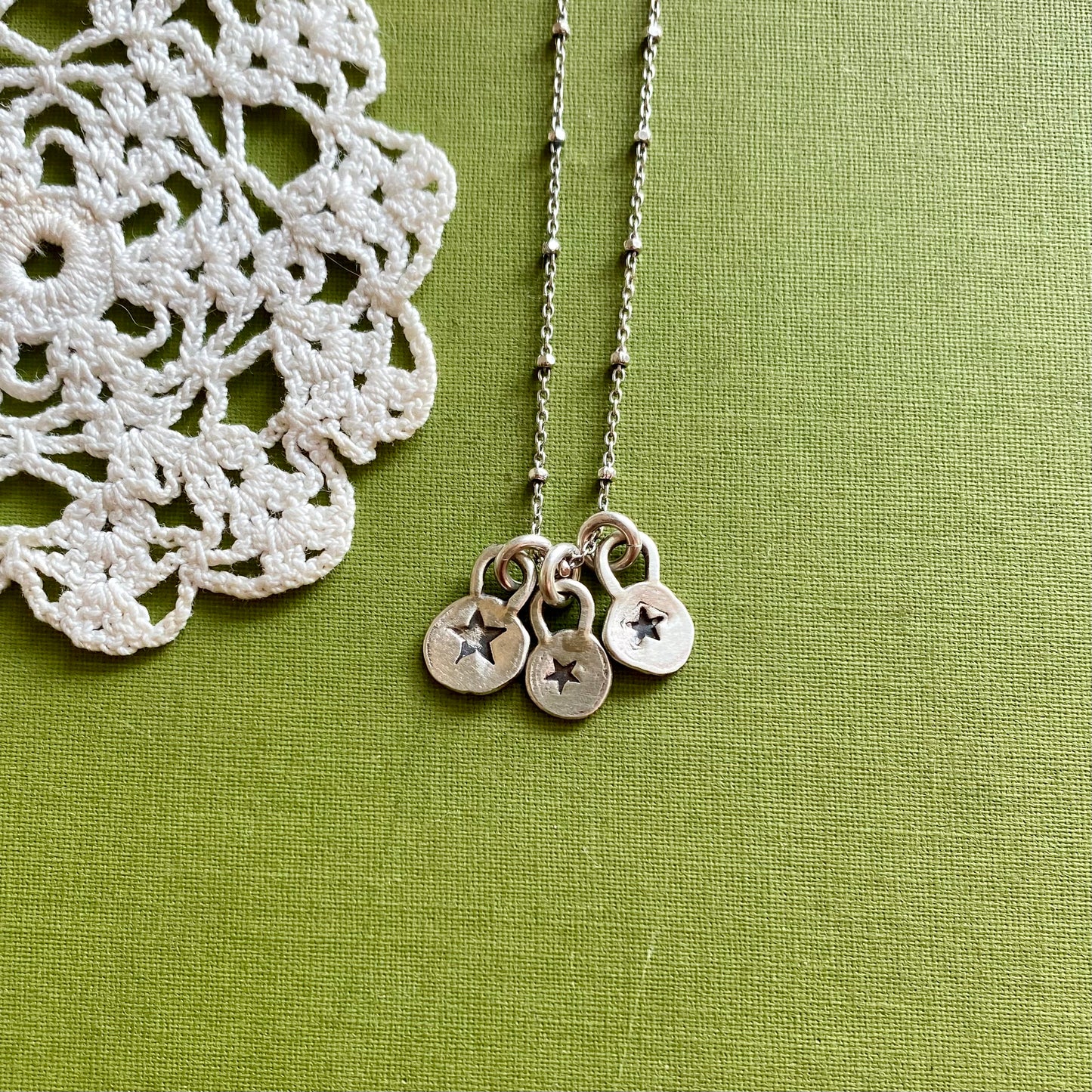 3 Star Hand Stamped Charm Necklace #4