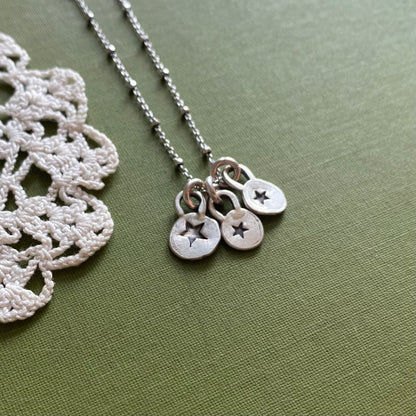3 Star Hand Stamped Charm Necklace #4