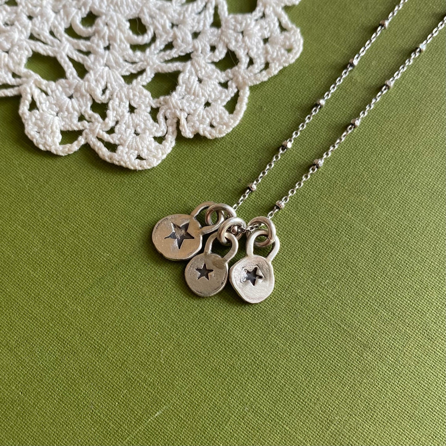 3 Star Hand Stamped Charm Necklace #4