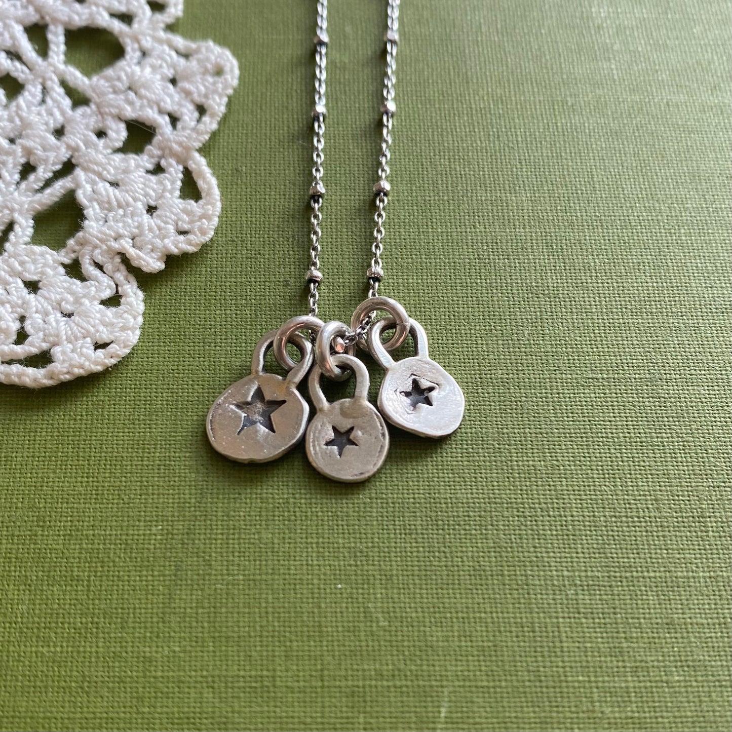 3 Star Hand Stamped Charm Necklace #4