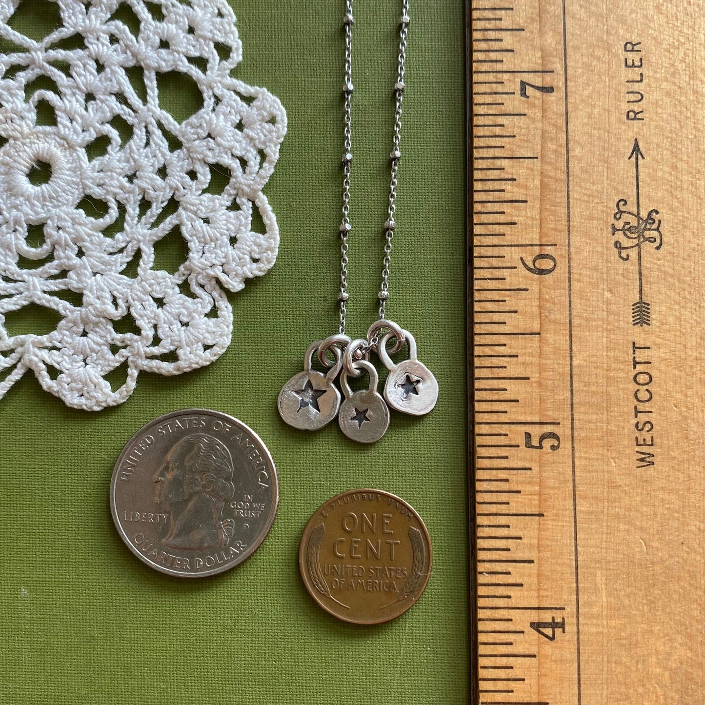 3 Star Hand Stamped Charm Necklace #4