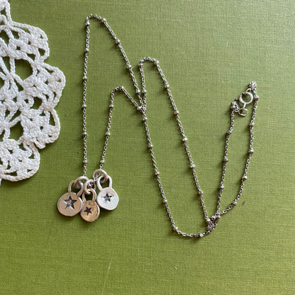 3 Star Hand Stamped Charm Necklace #4