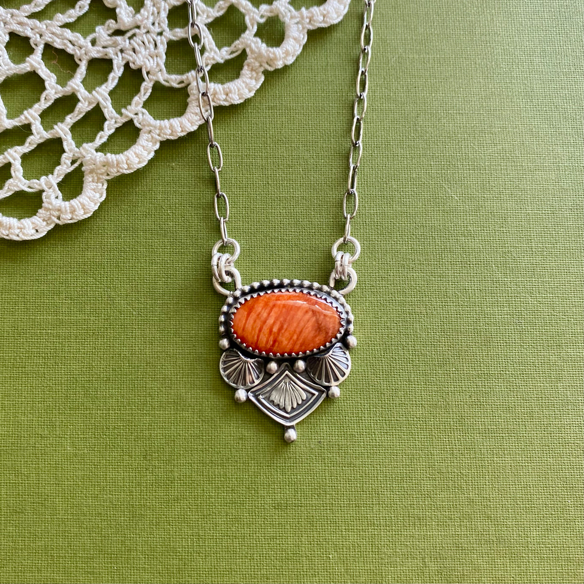 Orange Spiny Oyster Necklace