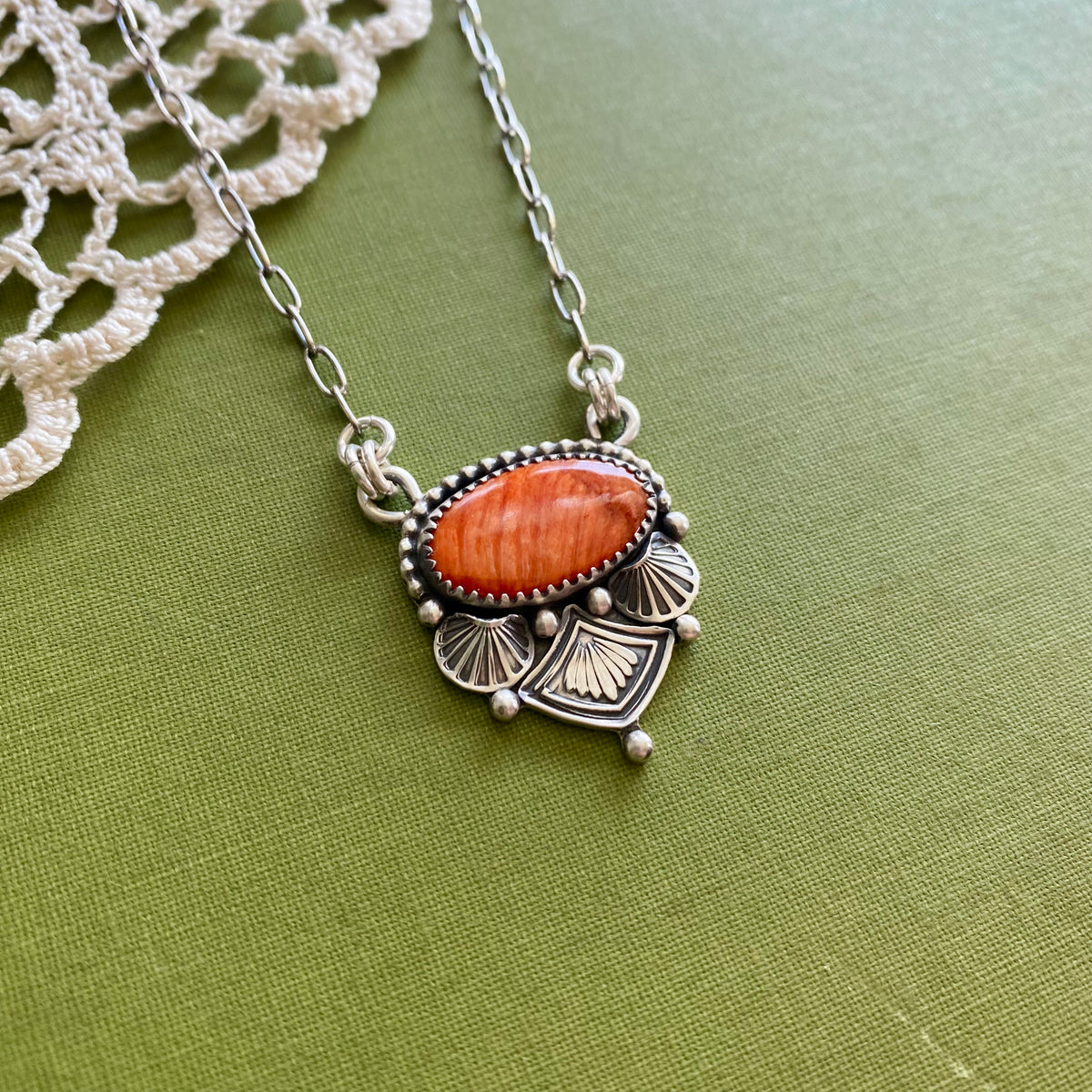 Orange Spiny Oyster Necklace