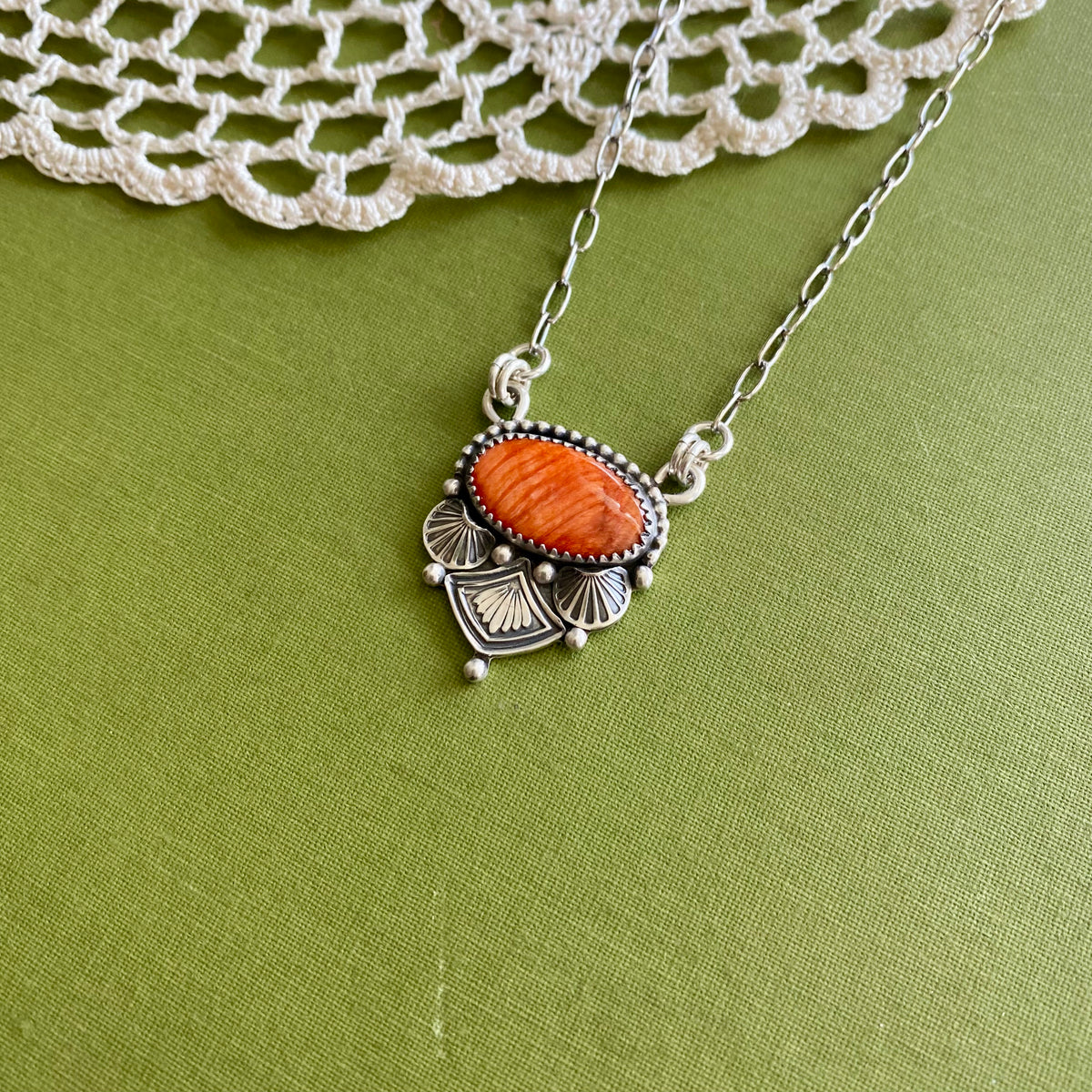 Orange Spiny Oyster Necklace