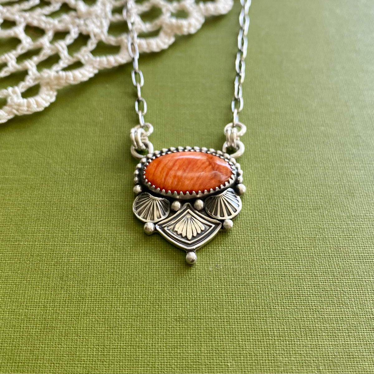 Orange Spiny Oyster Necklace
