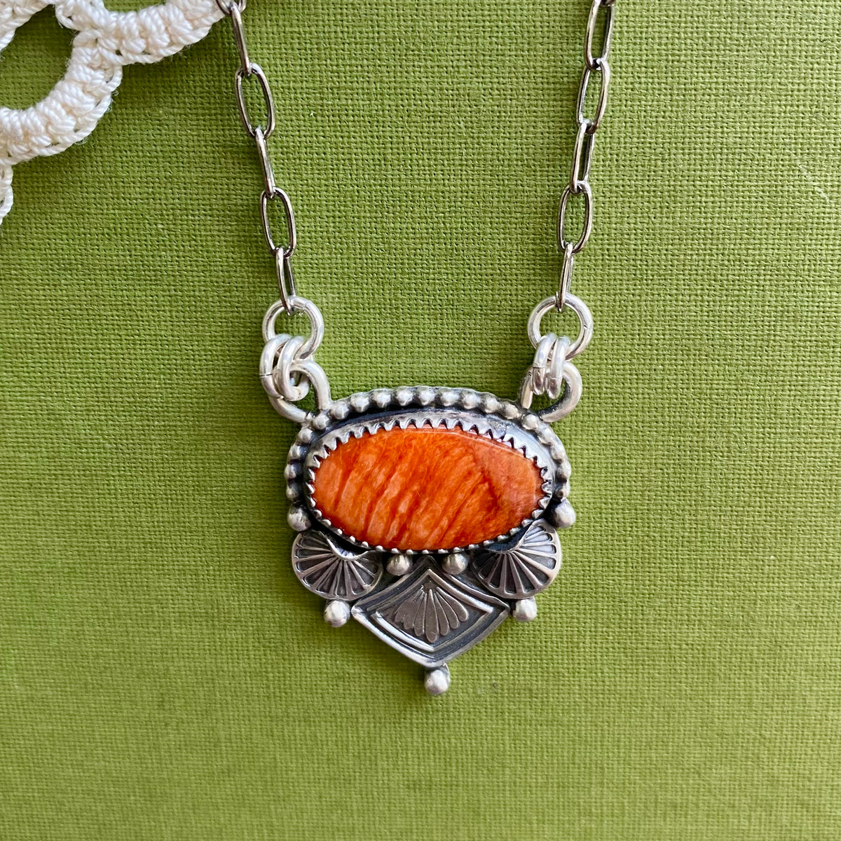 Orange Spiny Oyster Necklace