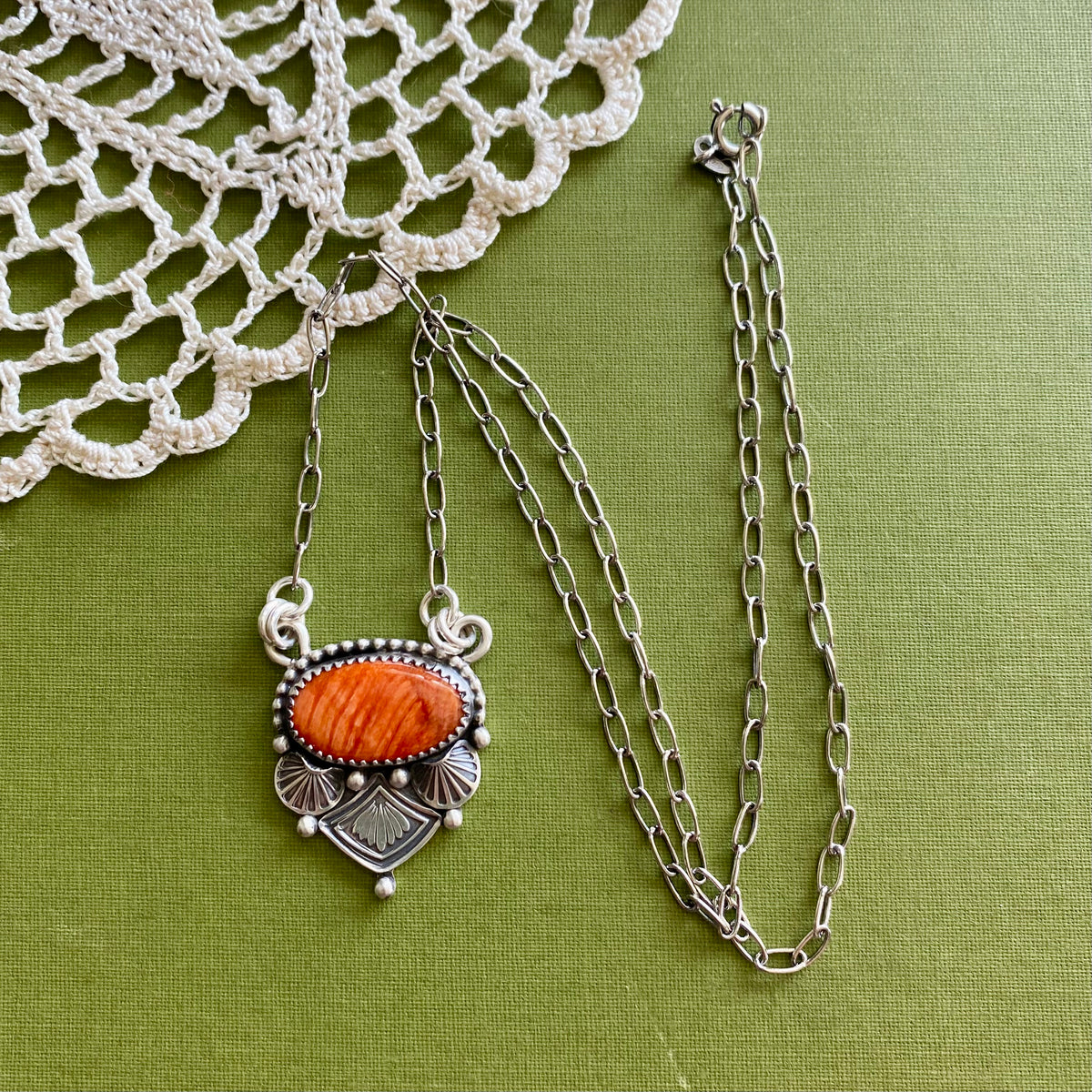 Orange Spiny Oyster Necklace