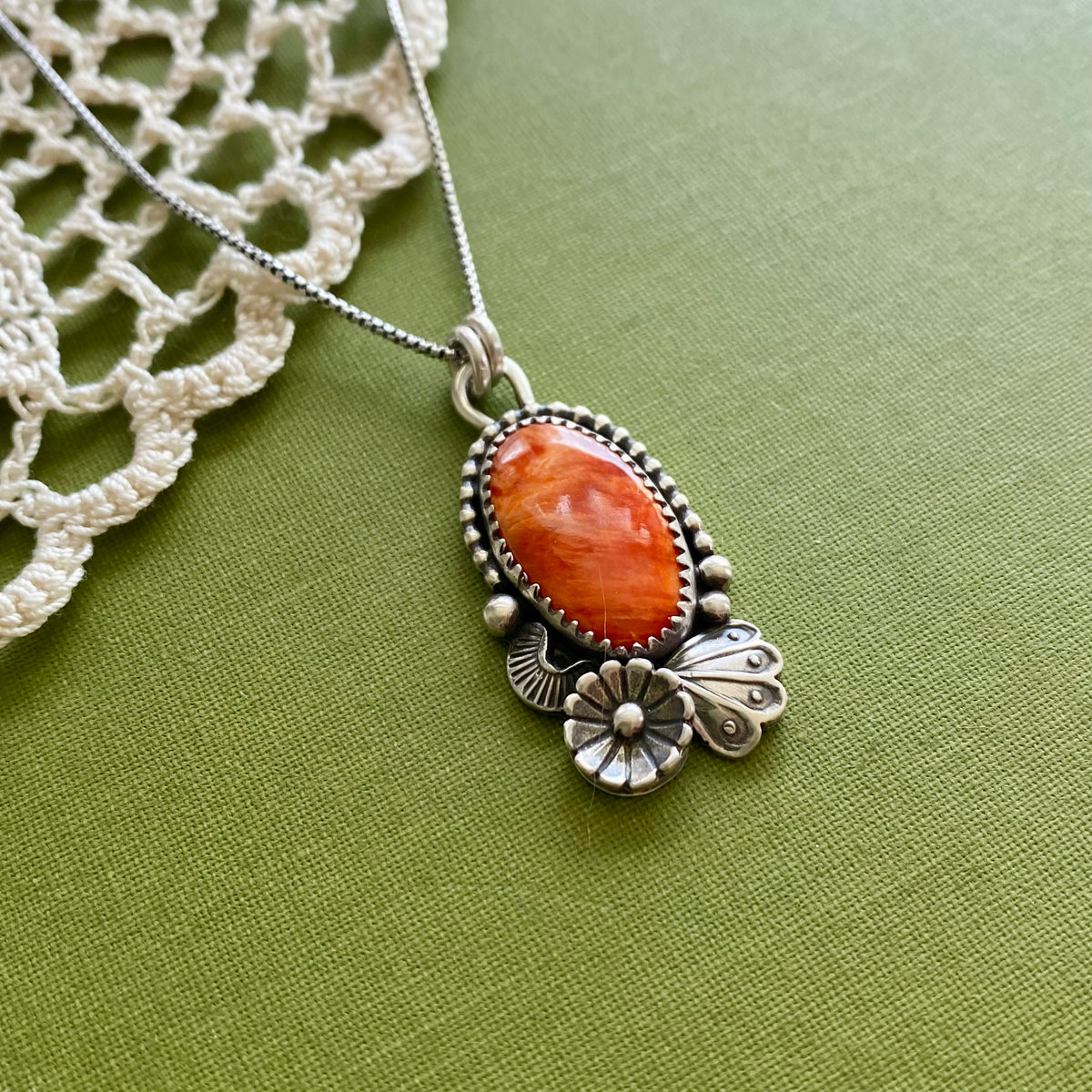 Orange Spiny Oyster Pendant