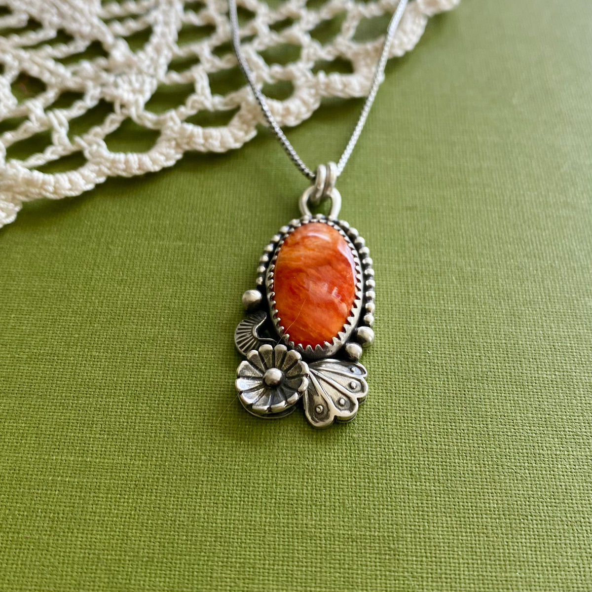 Orange Spiny Oyster Pendant