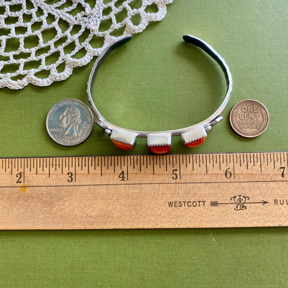 3 Stone Spiny Oyster Cuff Bracelet