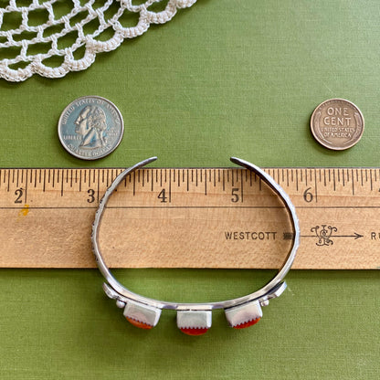 3 Stone Spiny Oyster Cuff Bracelet