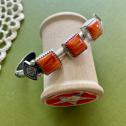3 Stone Spiny Oyster Cuff Bracelet