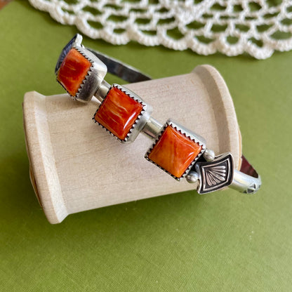 3 Stone Spiny Oyster Cuff Bracelet