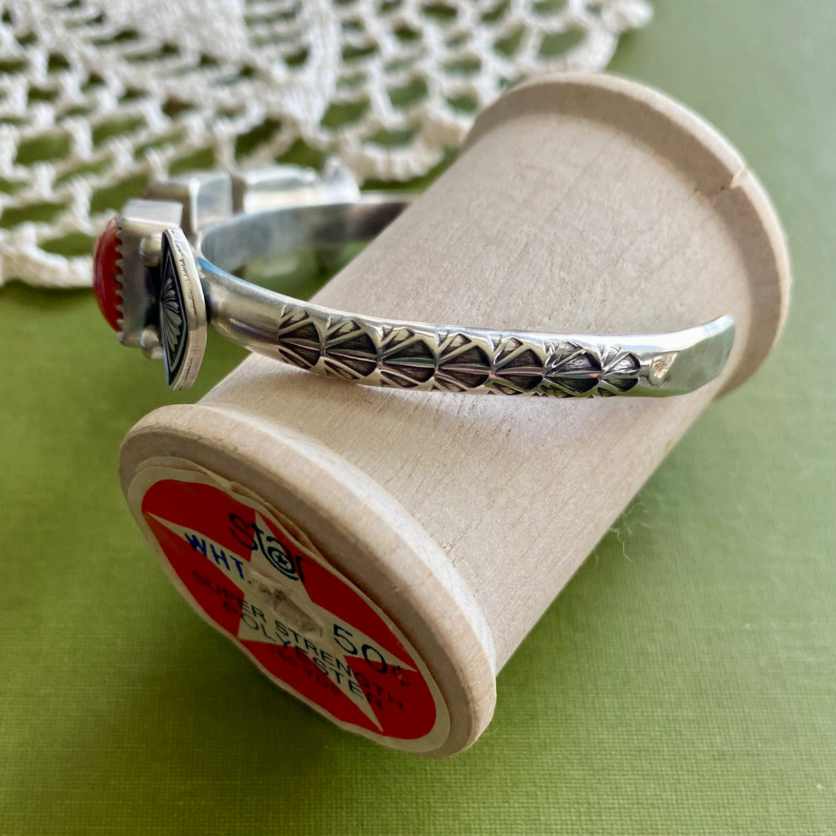 3 Stone Spiny Oyster Cuff Bracelet