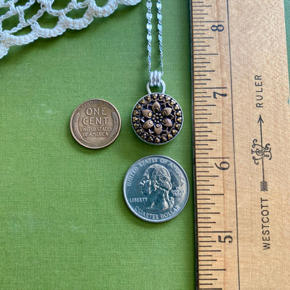 Black & Gold Floral Glass Button Pendant