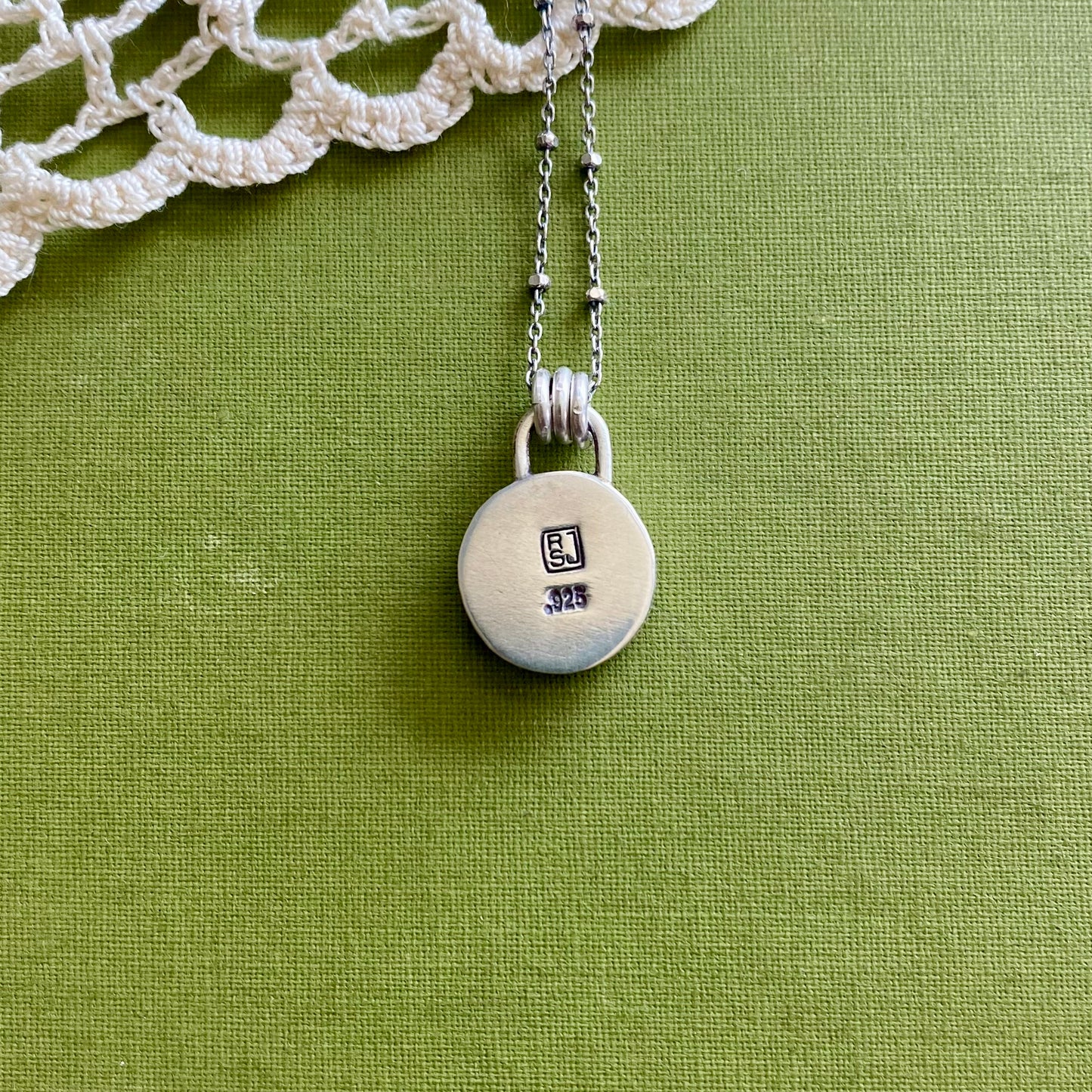 Small Red & Gold Glass Button Pendant